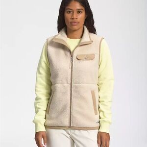 The North Face Beige and Cream Fleece Vest